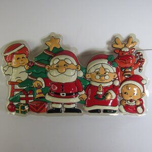 Molded Plastic Vintage Santa Merry Christmas Decoration Wall Hanging 20" x 11"